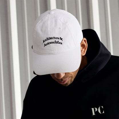 ARCHITECTURE & AUTOMOBILES LOW PROFILE HAT WHITE