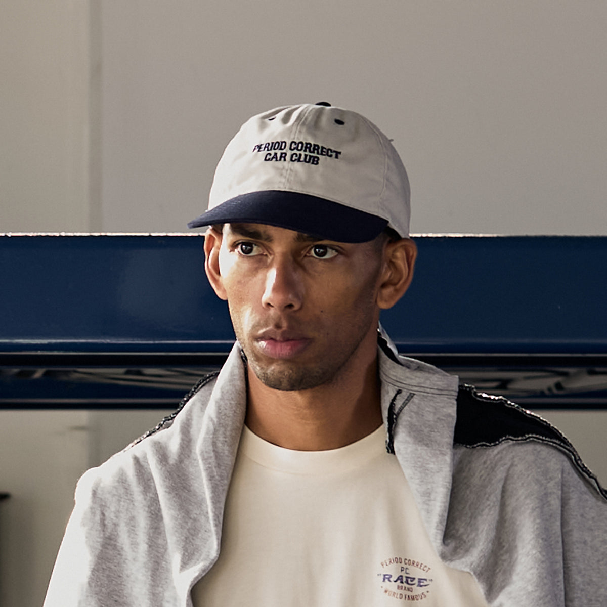 Pvc Car Hat P.C. CAR CLUB HAT SILVER/NAVY – Period Correct